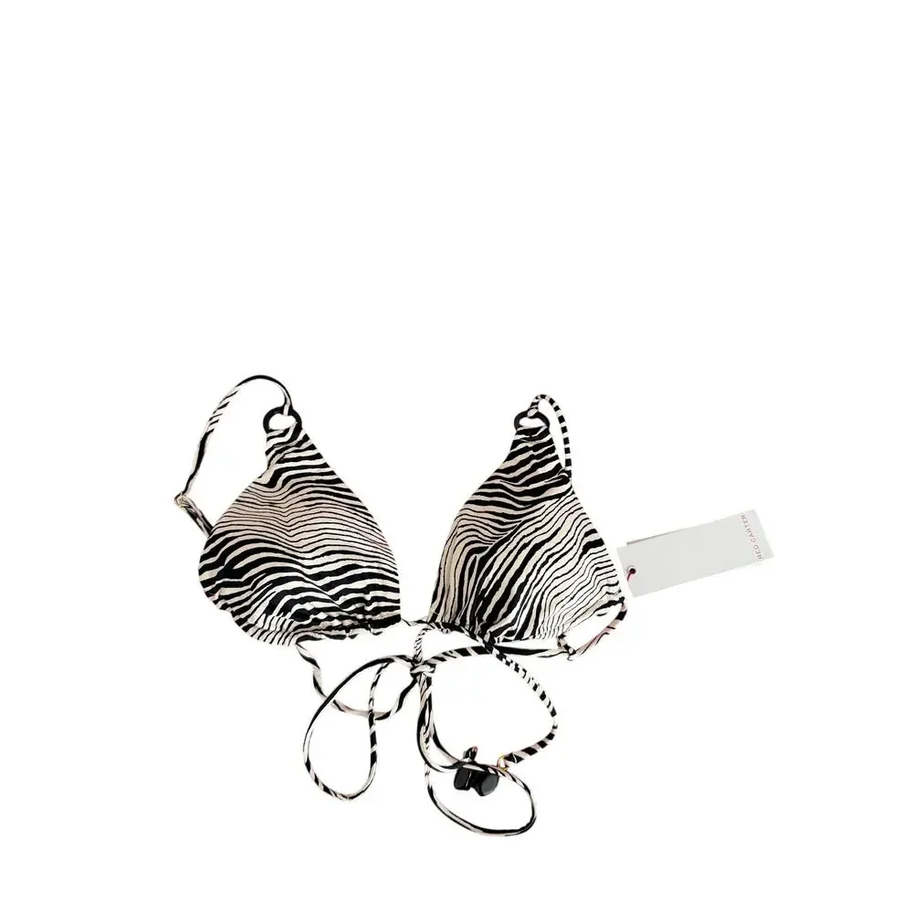 Red Carter Triangle Bikini Top Size Medium‎ High Contrast Zebra Print NEW